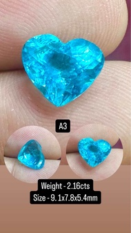อะพาไทต์ นีออนบลู รูปหัวใจ อัญมณีธรรมชาติ 100% Apatite neon blue heart shape 100% natural gemstone
