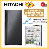 HITACHI (NEW MODEL + READY STOCK) 2 DOOR 565L INVERTER FRIDGE R-V660P7M-1BBK - HITACHI WARRANTY MALA
