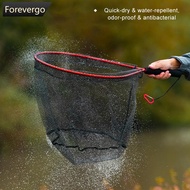 FOREVERGO Portable Aluminum Short Handle Landing Net Lure Stream Fishing Dip Net High Load Anti-Snag