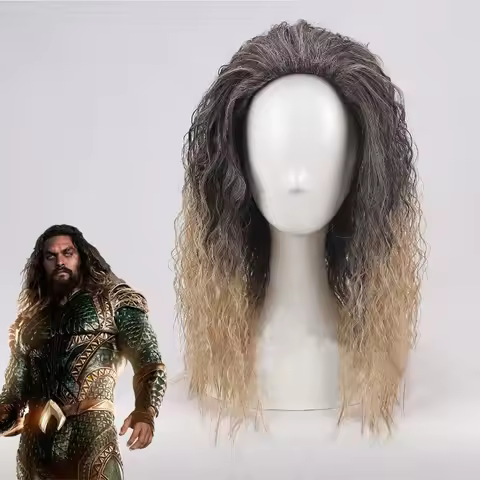 Movie Aquaman wig Aquaman Role Play Poseidon Hair Comic Cosplay Costume Wigs Jason Momoa Wigs + Wig 