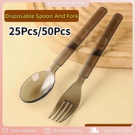 50pcs Plastic Spoon And Fork/Spoon And Fork Plastic/Disposable Spoon And Fork/Thick Spoon And Fork