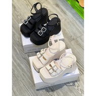 9cm Wedge Sandals with Cross Straps and Buckle K411 QCCC Fullbox