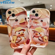 INS Cute Cartoon Duck Casing For OPPO A12 A12e A7 AX7 A5S AX5S AX5 A3S Reno 5z 6z 5K 8T 7Z 8Z 7 8 Lite 4 6 5 11 10 Pro+ Smooth Curved Wave Edge Phone Case Soft Cover