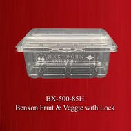 BX-500-85H Benxon Fruit & Veggie Tray with Lock/ Disposable Plastic Clear Food Box/ Bekas Buah