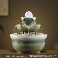 藍色陶瓷流水擺件多層水景裝飾品桌面家居風水輪八方來財流水器
