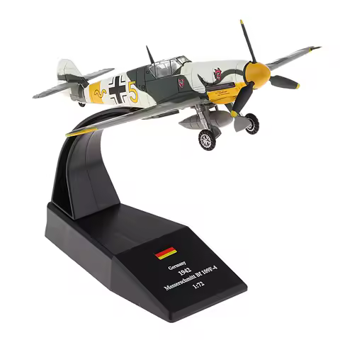 1/72 Scale Bf-109 / Me-109 Fighter Attack Plane Display Model - Metal Mini Military Aircraft with St