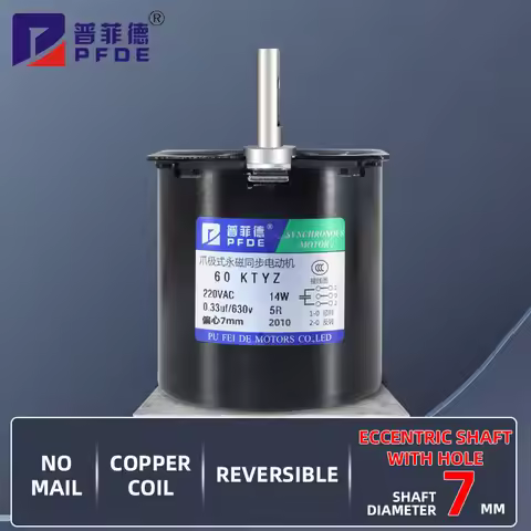 14W 60KTYZ Permanent Magnetic Synchronism Motor Eccentric Shaft 7mm 220VAC 2.5RPM 5RPM 10RPM 15RPM 2