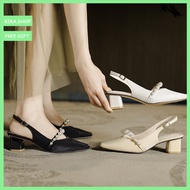 RAYA 230227 Women's Shoes High Heels Square Toe High Heels Fashion High Heels, Pearl Medium Heels Hi