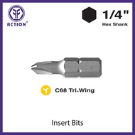 Action C68 Tri-Wing 1/4" Hex Insert Bits