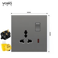 VOLLIA 1/2/3/4 Gang 1/2 Way Electrical Modern Light Switch Panel with LED Indicator 3 Pin Plug Wall Socket with USB 13amp Wall Outlet 20A Powerpoint Water Heater Switches and Sockets for Home Suis Lampu Rumah Moden Off/on Lamp Switch Official Store