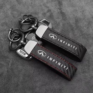 Carbon Fiber Car Keychain PU Leather Keyring Accessories For Infiniti Q50 G37 FX35 Q60 QX50 M37 ESQ 