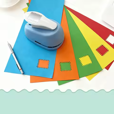 Square Hole Punch with Lever Action Portable Manual Square Stamp Craft Puncher for Crafting Card Mak