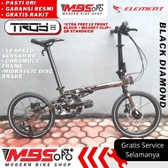 ELEMENT TROY X Black Diamond 16 inch 10 SPEED Sepeda Lipat DEWASA