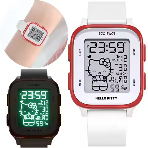 Sanrio Hello Kitty Student Waterproof Luminous Electronic Watchs LED Digital Watch Multi Functional 
