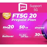 YES Sim Prepaid 5G 50GB Hotspot 5G Data Unlimited Call