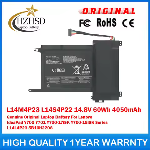 L14M4P23 L14S4P22 14.8V 60Wh 4050mAh Genuine Original Laptop Battery For Lenovo IdeaPad Y700 Y701 Y7