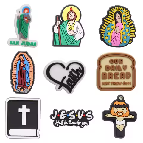 Single Sale San Judas Jesus Religion Shoes Accessories Adult Garden Shoe Buckle Decorations DIY Char