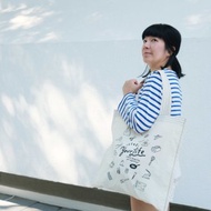 島中坊研 11週年 紀念環保袋 米白色布料配深藍印花