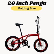 Ready Stock 20 Inch Pengu Folding Bike Bicycle Gear 7 speed Adjustable Bicycle Basikal Lipat