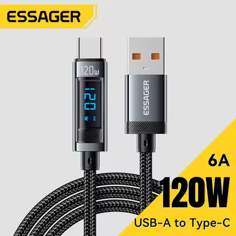 Essager 120W USB Type C Cable PD Super Flash Charging 6A For Xiaomi 14Pro Redmi K70 POCO X6 Black Sh