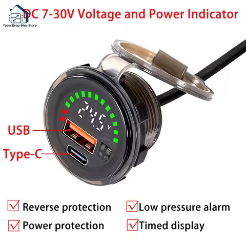 DC 7-30V Battery Voltage Capacity Meter Battery Level Indicator Waterproof Volt Detector for Lead-Ac
