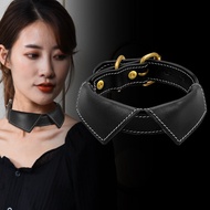 Hand Leather Goods Shirt Collar Series Bow High Fat Vegetable Tanned Cow Leather Fashion Collar Blac