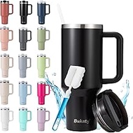 Bukaty Thermal Mug with Straw and Handle, 30 oz/0.9 L, Large Drinking Cup with Lid and Straw, Coffee