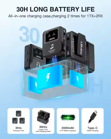 Lekato Wireless In-Ear Monitor Ms-20 Charging Iem System with Case,30H Battery,150Ft Range,1-To-Many