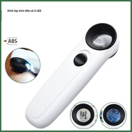 Kính lúp mini 40x có 2 LED - Kèm 3 pin( MG6B-1B)