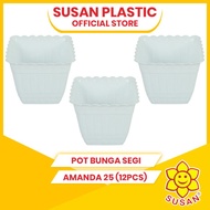 Pot Bunga - Pot Plastik - Pot Bunga Segi Amanda 25 (12pcs)