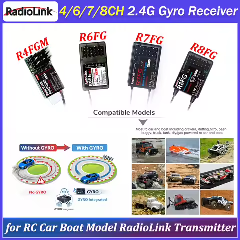 Radiolink 2.4GHz R6FG R4FGM R7FG R8FG Receiver with Gyro for RC Car Boat Model for RC Transmitter RC