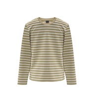 LTD เสื้อยืดแขนยาวลายทาง ผู้ชาย สีเบจ | Striped Long-Sleeve T-shirt | 00961