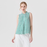 ESPADA เสื้อเบลาส์ ลายเรขาคณิต ผู้หญิง สีเขียว | Geometric Print Blouse | 04828