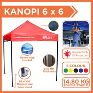 Bravo Canopy Kanopi 6x6 Canopy Canvas Khemah Niaga Khemah Pasar Malam Khemah Pasar Tani Khemah Meniaga [Black Stand]