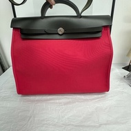 Hermès愛馬仕 herbag39 紅銀配色 內車線 C刻