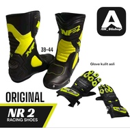 HITAM Drag ROADRACE NR2 RACING TOURING SHOES Mid-calf Black Men's Boots