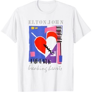 Elton John Official Retro Breaking Hearts Adult T-Shirt Fashion Tops for Boys and Girls Distro Ages 