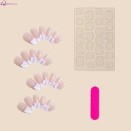 XB-85-87 Bowknot Almond Press On Nails 24 Pieces Per Box With Natural Finish For Salon And Home Use