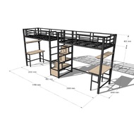 Loft bed set customize singapore 2single bed with table for 2kids/2adults