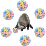 HAICHEN TEC 6 Pack Ferret Toys Ball Colorful Bouncy Rubber Balls with Bell Inside Cat Teeth Grinding