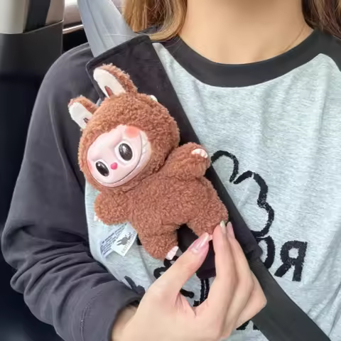 Labubu Car Decoration Seat Belt Shoulder Protector Cute Interior Decoration Center Console Co Pilot 