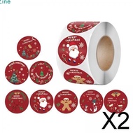 [lzdxwcke2] 2x 500 Pieces Christmas Sticker Roll, Christmas Holiday Stickers, Round, Ideal for Holiday Greetings, Sealing, Giving, Gift Decorations, Child