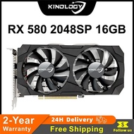 Kinology AMD RX 580 16GB Gaming Graphics Card GDDR5 GPU 256-bit PCI-E 3.0X16 RX580 16G Desktop Compu