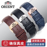 Orient สายนาฬิกาโอเรียนเต็ลสายนาฬิกาหนังแท้สำหรับผู้ชายและผู้หญิงสายนาฬิกาหนังวัวหัวเข็มขัดผีเสื้อใช้ได้ทั่วไป20มม.