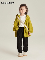 HUANGHU Store 2023 Autumn Girls' Hooded Mid-Length Jacket with Pockets in Malaysia