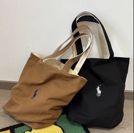 外國預訂 2款選 雙面帶 polo Ralph Lauren 拼色刺繡logo 帆布Tote Bag 肩咩袋