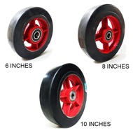 HEAVY DUTY PUSH CART STEEL BODY RUBBER WHEEL 6 INCH / 8 INCH / 10 INCH / 12INCH