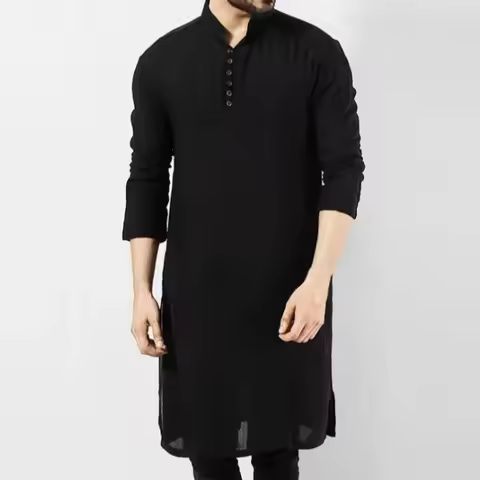 Abaya Men Shirts Long Sleeve Dress Islamic Chemise Elegant Kaftan Robe Pakistani Man Indian Clothes