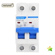 MERLYMALL Circuit Breaker, 25A/40A/50A/63A 2P 400V AC 2P Circuit Breaker, Durable DZ47-63 Leakage Ci