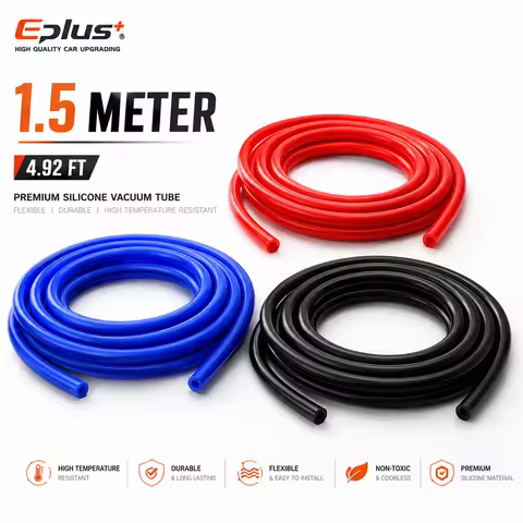 EPLUS Universal 1.5 meters Red Blue Black Silicone Vacuum Line ID 3mm-12mm Heat Resistant Flame Reta